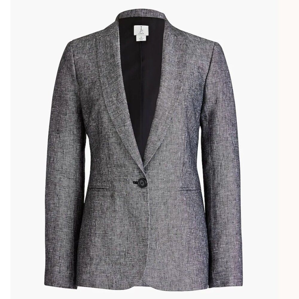 J. By J. Crew Womens One-button Lined linen blazer Size 6 office career